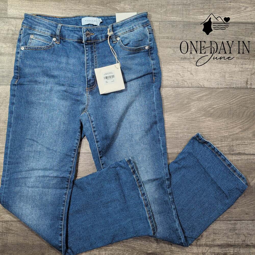 Tahari Belleville Mid Rise Bootcut Jeans Canyon Blue NWT Size 10